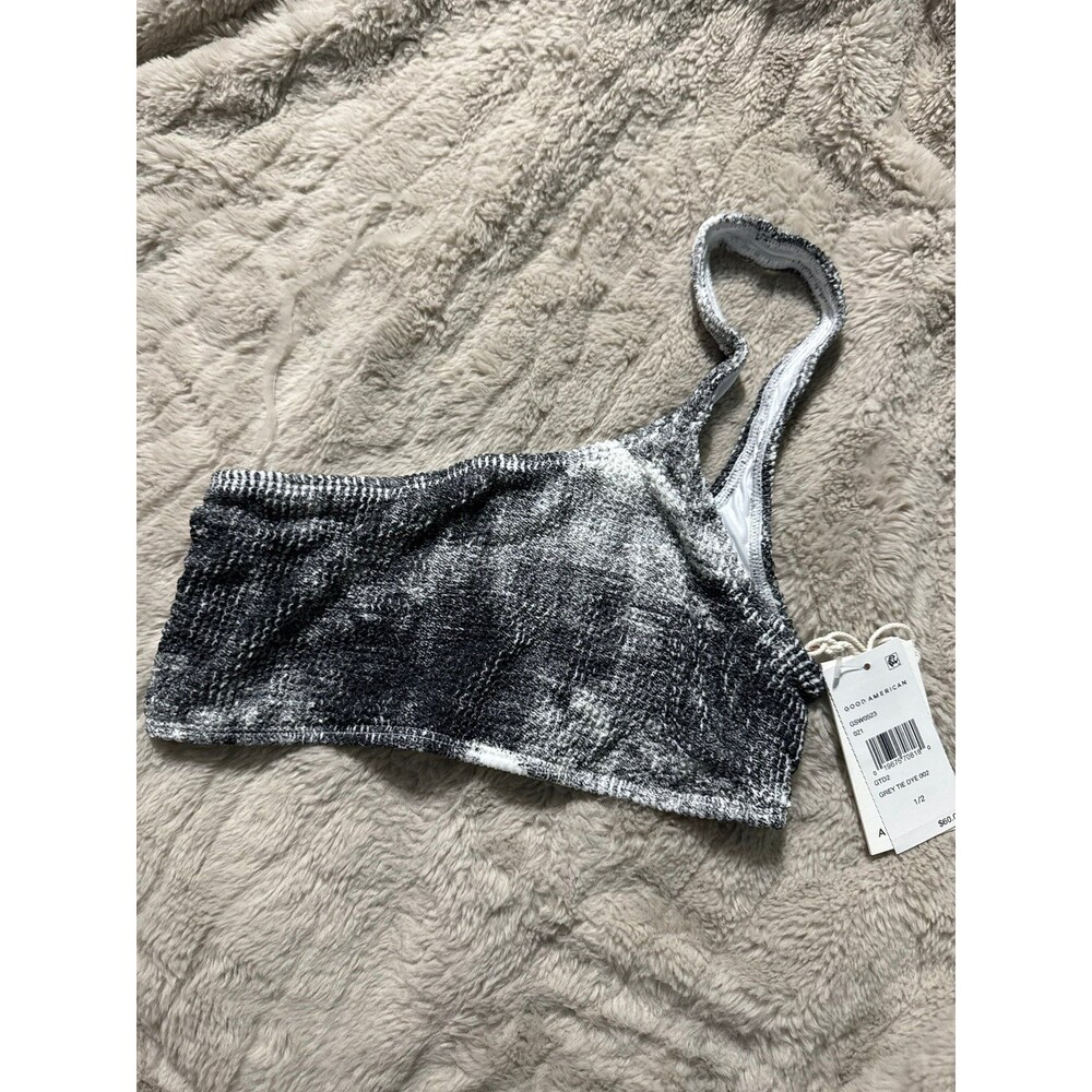 Good American Crinkle One Shoulder Bikini Swim Top Always Fits